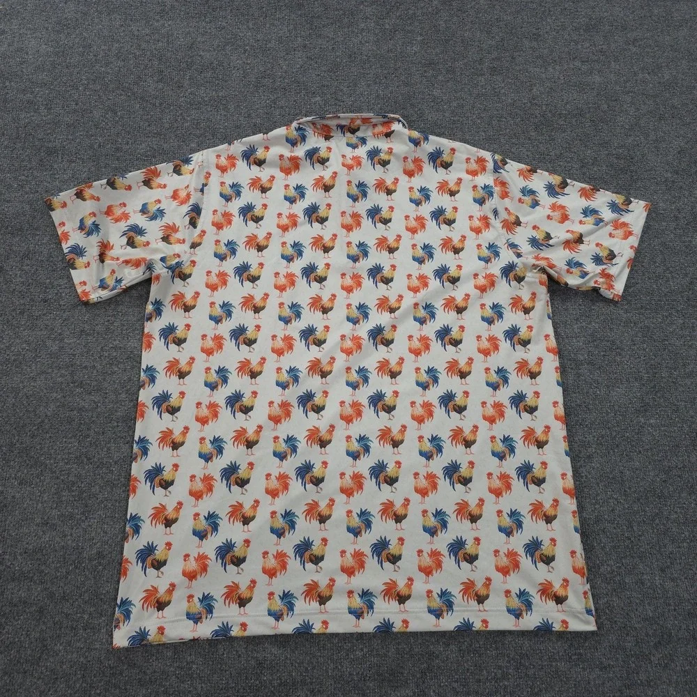 Waggle Golf Polo Shirt Mens 2XL White Cocky Rooster Stretch Performance Golf - Picture 5 of 8